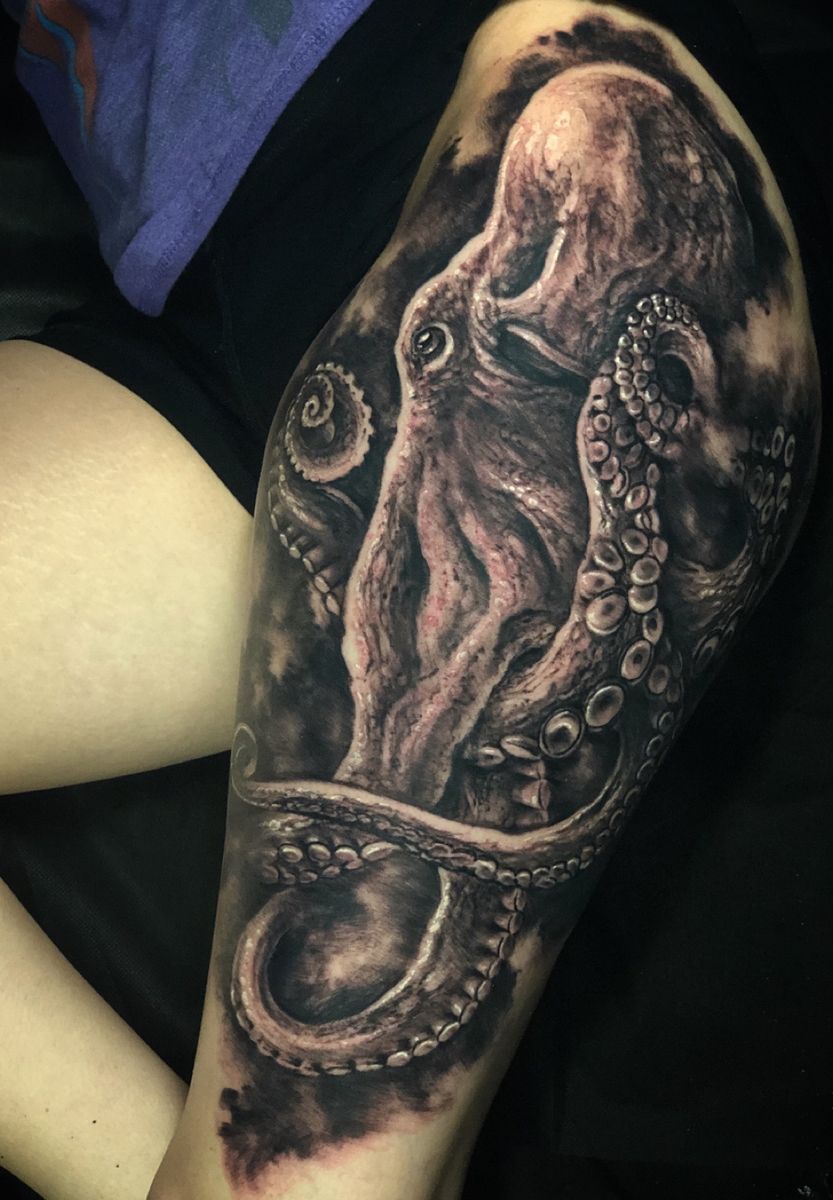 octopus tattoo calf