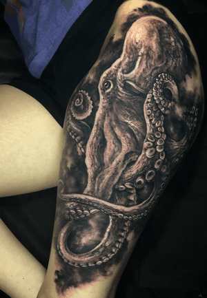 Octopus leg tattoo by @jeremiahbarba 