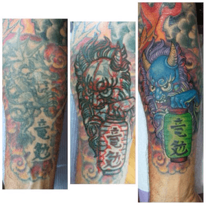 www.ettore-bechis.com  #tattoo #coveruptattoo done with tubes and needles by @kingpintattoosupply #tattoomachine by @hatchback_irons #japanesetattoo #demon #lantern #ink #inked #Miami #miamibeach