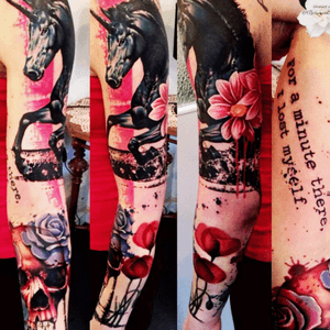 By Jacob Peterson #hyperealism #unicorn #cherryblossom #rose #skull #watercolor #quote 