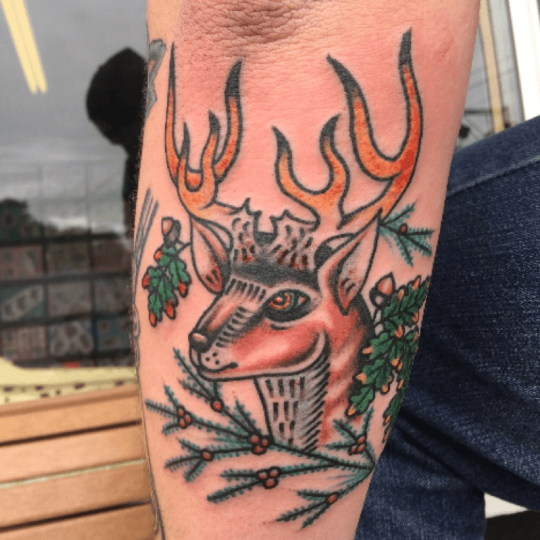 Traditional Deer Tattoo Design