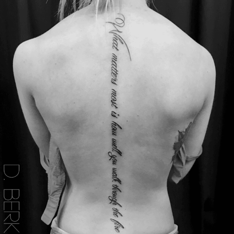 Tattoo uploaded by Céline G. Hofstetter • 3rl thin font down the spine •  Tattoodo