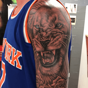 Lion / Gavin Gillies from Perth, Australia #tattoo #tattoodo #lion #ink #arm #blueeyes #love