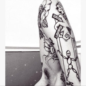 Sleeve #blackandgrey #illuminati #puppet #tattoo #sleevetattoo #allseeingeye  #realeyesrealizereallies 