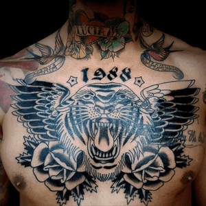 #tiger #wings #1988 #roses #chest #black #welove 