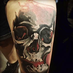 Rad skull done yesterday by Big Joel @tattoosbybigjoel at the Upstate New York Tattoo Convention