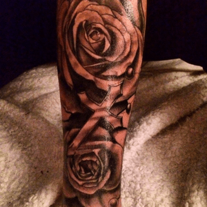#roses #cross #french #firsttattoo #blackAndWhite 