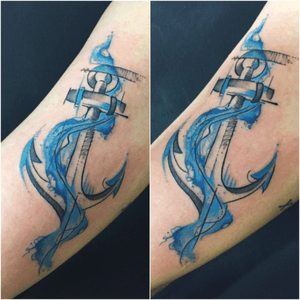 💙⚓️ #watercolor #watercolortattoo #colorful #abstracttattoo #anchor #anchortattoo 