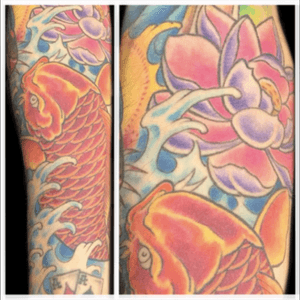 Tattoo by Lark Tattoo artist/owner Bruce Kaplan. #japanese #koi #koifish #waves #water #flower #flowers #japaneseflower #lotus #color #colorful #brucekaplan #owner #artist #ownerartist #artistowner #LarkTattoo #LarkTattooWestbury #NY #BestOfLongIsland #VotedBestOfLongIsland #BestOfNYC #VotedBestOfNYC #VotedNumber1 #LongIsland #LongIslandNY #NewYork #NYC #TattoosEvenMomWouldLove  #NassauCounty #tattoo #tattoos #tat #tats #tatts #tatted #tattedup #tattoist #tattooed #tattoooftheday #inked #inkedup #ink #tattoooftheday #amazingink #bodyart