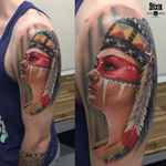 Native girl #tattoo #tattooart #toroktattooart #colortattoo #realism #realistictattoo #armpiece #armtattoo #germany #portraittattoo 