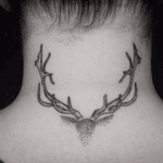 Cute #deer #antlers #dotwork #necktattoos 