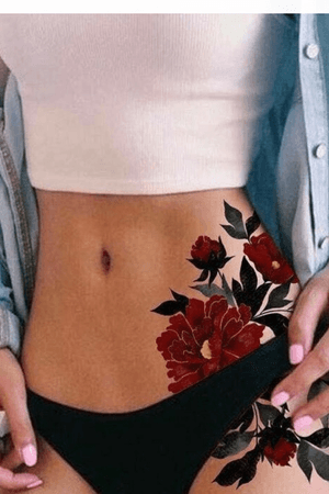 Red flowers on hip