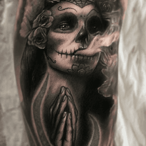 Day of the dead piece, tribal flames NOT mine. 