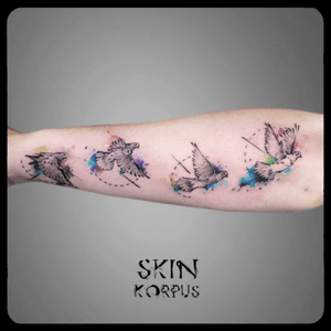 #geometric #abstract #watercolor #watercolortattoos #watercolortattoo #dove  #bird #birdtattoo made  @  #absolutink by #skinkorpus #watercolorartist #tattooartist