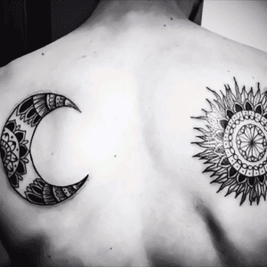 Moon and sun #moon #sun #mandala #blackAndWhite #hiptattoos #tattoo 