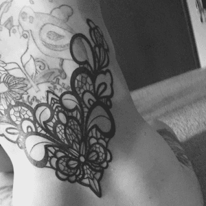 Cover up in progress. #blacklace #blackwork #lace #lacetattoo #lacetattoos #coverup #CoverUpTattoos #covertattoo 