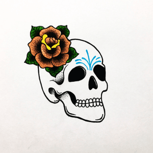 Traditional skull and rose 