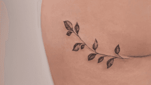 Fine line tattoo / botanical tattoo / leaf 