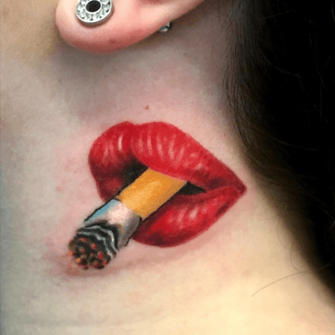 Red Lips Kiss Temporary Tattoo Set (2 tattoos) – TattooIcon