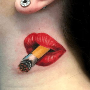 Custom #lips smoking a #cigarette neck piece.