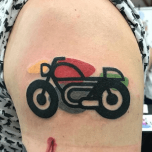 Tattoo by #mambotattooer @mambotattooer of a #motorbike #bike #color 