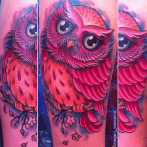 Cute little owl done by @megan_massacre #owl #cute #colour #tattoo #meganmassacre 