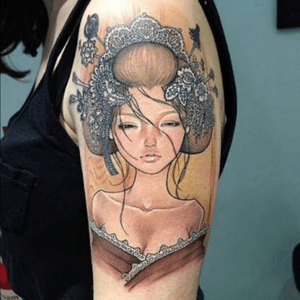 Fascinated with this Geisha tattoo.. One of Audrey Kawasaki's work of art. #dreamtattoo 