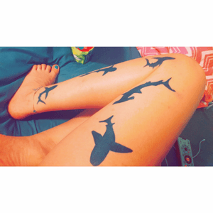 Sharks are bae. #sharks #firsttattoo #lastyear featuring my #directv remote. I  guess you could call this a start to a sleeve?😅