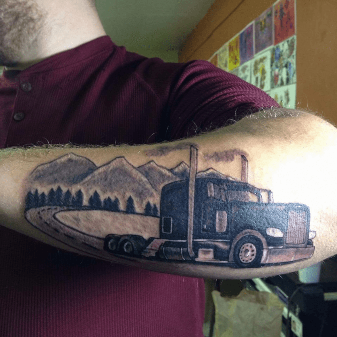 Semi Truck Tattoos Designs 60 truck tattoos for men  vintage and big   Truck  tattoo Trucker tattoo Tattoos for guys