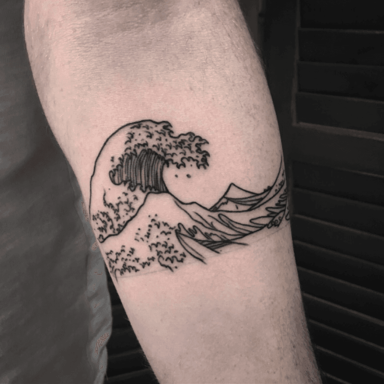 Waves Outline Temporary Tattoo 