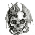 Dragon and skull tattoo design #dragon #skull 