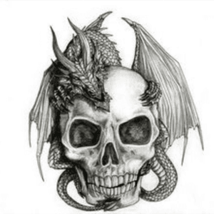 Dragon and skull tattoo design #dragon #skull 