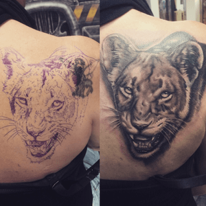 Tattoo by Floyd Varesi #floydvaresi #varrystattoo #tattoo #lioness #coverup #blackandgrey #inkartist #ink #darkskull #swiss #sissach #tattoooftheday #tattoodo #skinartmag #tattooart #surrealismart #swissinkinsta #tattooneeds #cheyennetattooequipment #inkbooster #alphasuperfluid #blackandgrey #darkartists #tattooartist #realistictattoo #surealism #proartist #inkworld #realisticart