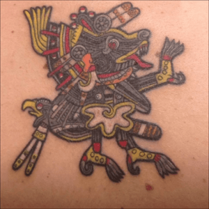 Xolotl, aztec god of the way to the underworld.Made by Osvaldo Castillo, Tatuajes Ofrenda de Sangre