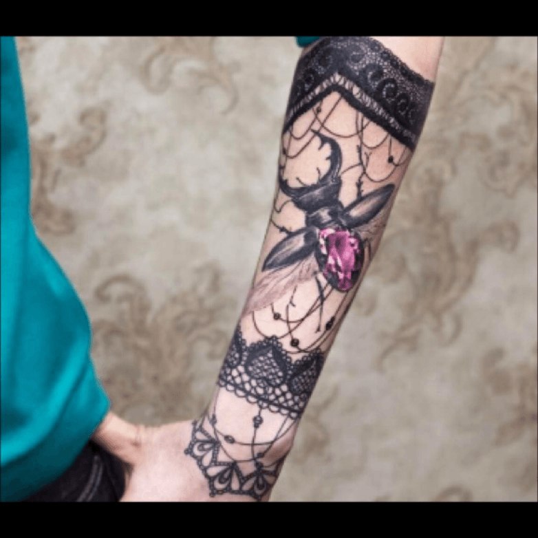 Forearm Rose And Lace Tattoo  TATTOOGOTO
