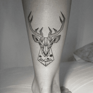 A deer tattoo by Eda Gungor #deertattoo #lowerleg #deer #illustration #nature 