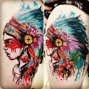 Like it! #americanindian #headdress #warrior #watercolor #feathers 