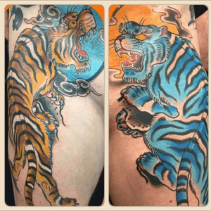 Couple of tigers to guard the family jewels #tiger #japanesetattoo 