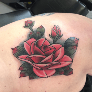 Pink rose tattoo by Mike Mankin 🌹