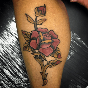 My mom is now 10x cooler. First tattoo. Based on the @southwestwayne rose I colored for her, as soon as she saw it she said she had to get it tattooed. Very fucking happy with this tattoo. ..................#workworkwork #adifferentdrummertattoo #addt #eternalink #stencilstuff #eikondevice #eikongreenmonster #workhorseirons #mikepike #rose #rosetattoo #traditionalrosetattoo #americantraditionaltattoo #americantraditional #brightandbold #boldwillhold #besttradtattoos #southwestwayne #floraltattoo #tattoos #tattoosofinstagram #semo #capegirardeau #missouri