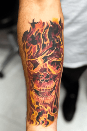 Tattoo flame.  Skul flame