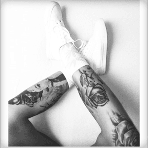 #legsleeve #legsleeve #tattoo #roses #portrait #onelove #girl #TattooGirl 