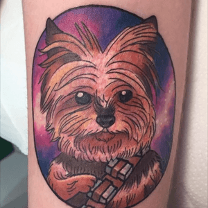 Dog/Chewbacca by tattoos by meri! #dog #chewbacca #dogtattoo #kawaiitattoo #yorkshiretattoo