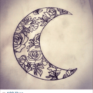 #moon #floral #pretty #girly 