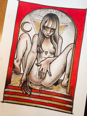 Another lil painting from this series -this has been tattooed on a sweet girl last year_ more are coming                                        #mrg#morg#morgarmeni#poiselinetattoobalm#erotic#sexy#girl #woman