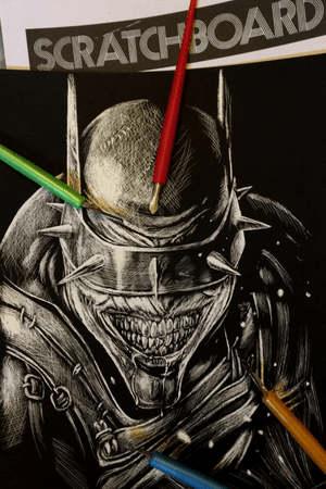 I just started getting back in the the scratch art. “The Batman who Laughs”, what do you think? #theomcvart #art #artist #tattooartist #Scratchboard 