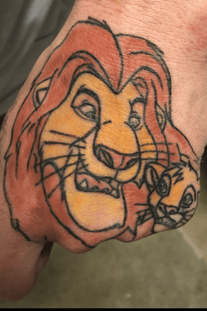 Lion King Father & Son Hand Tattoo On Myself
