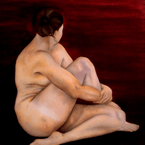 Red sea - oils on board #portrait #figure #painting #realism #red #nude #female #woman #girl 