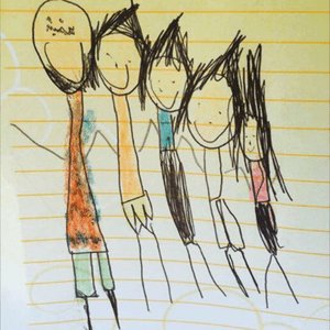 For my husband.. A drawing our youngest made of the family. #megandreamtattoo 
