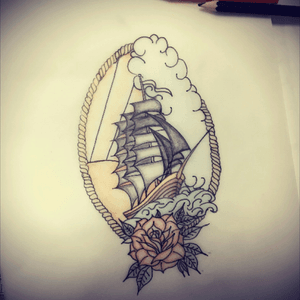 First tattoo sketch of my own... #trad #traditional #ship #first #firsttattoo #traditionaltattoo #tattooart #myfirst 
